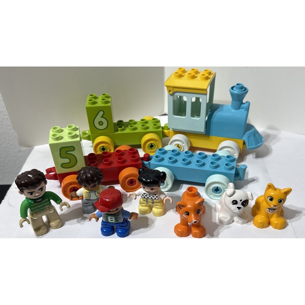 LEGO Duplo Number Counting LOT Train 4 Figures‎ Cat Dog Fox Man Kid Replacements